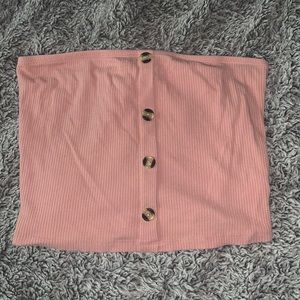 Cream pink button tube top